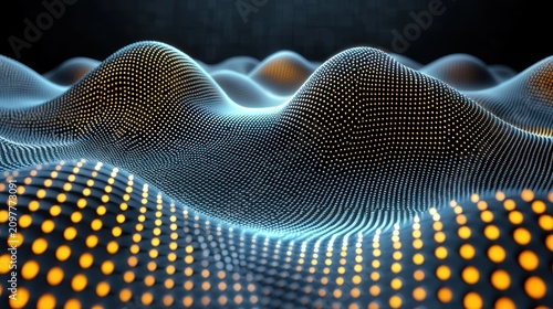Blue & yellow dots form wave-like landscape
