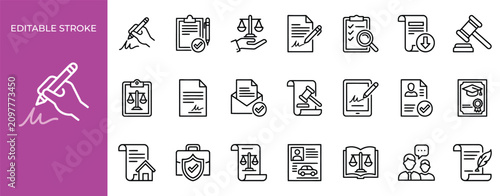 Photos contract legal icon collection for court compliance and forms