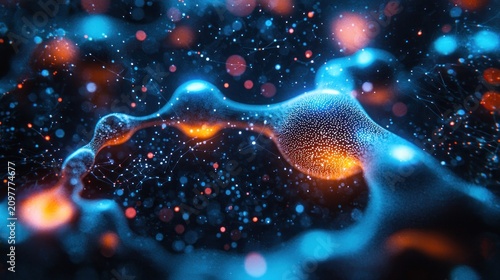 Blue and orange abstract fractal wave form