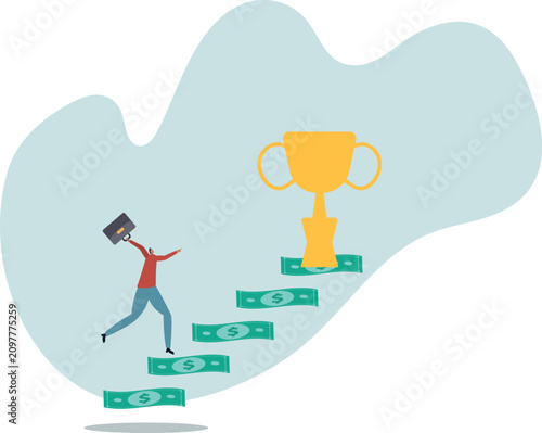 Fotografía Stairway to money success, financial independent or financial freedom, human life and situation