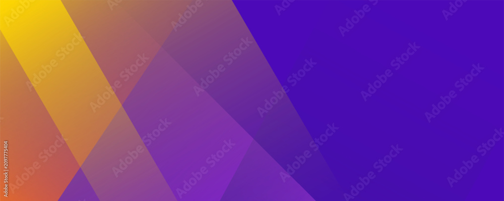 Obraz premium Purple and yellow abstract banner with diagonal geometric shapes. Modern orange and violet vector wide background design.