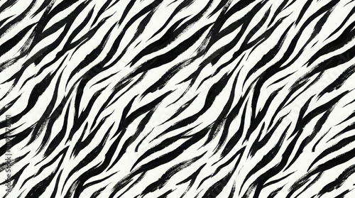 Zebra pattern features wavy black stripes on a white background creating a bold graphic texture suitable for creative design projects.