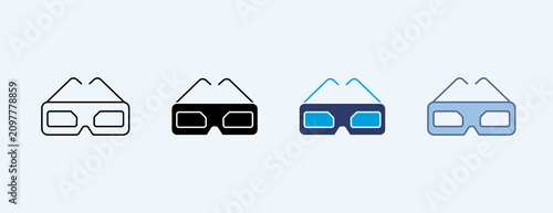 Quadro su tela 3D Glasses Multiple Icon Set Illustration Vector