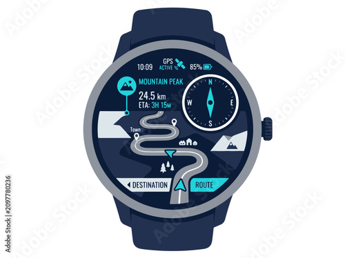 Foto Gps Smartwatch Displaying Outdoor Navigation for Adventurous Hiking to a Mountai