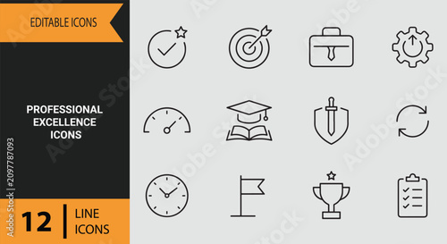 Canvastavla Professional Excellence Icons Outline Icon Set For Career Success Metrics Perfor