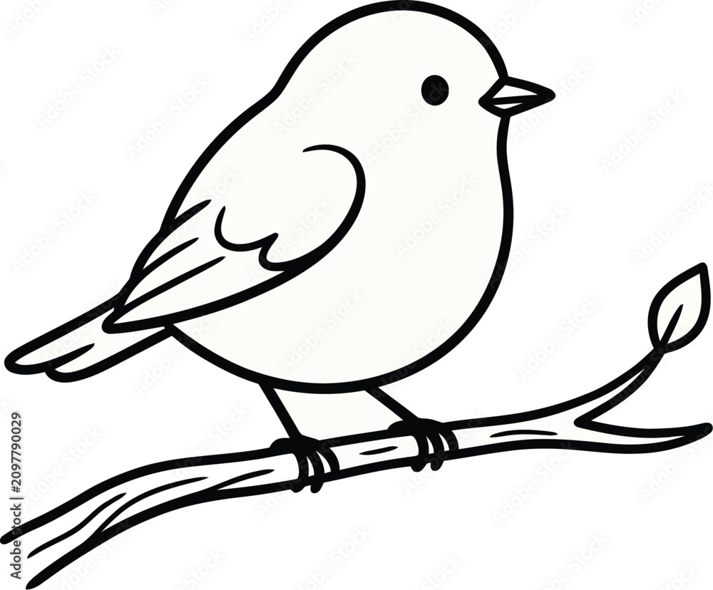 Fototapeta premium Simple black and white bird sitting on a branch