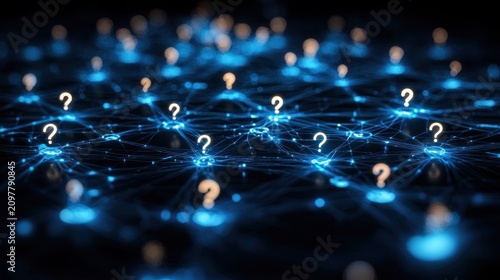 Connected questions with glowing network