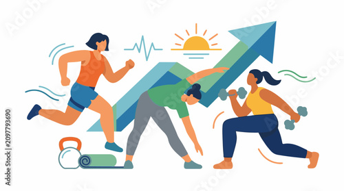 Active women achieve health and fitness goals symbolizing progress and well-being