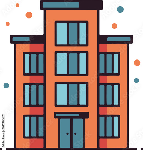 Minimalist Apartment Building flat design icon vector
