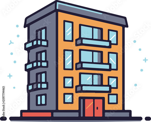 Minimalist Apartment Building flat design icon vector