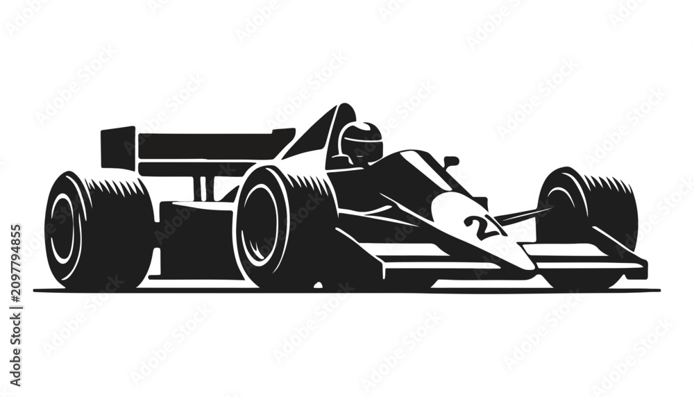 Fototapeta premium Formula one racing car illustration with motorsport, competition