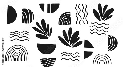 Abstract Geometric Botanical Shapes Set