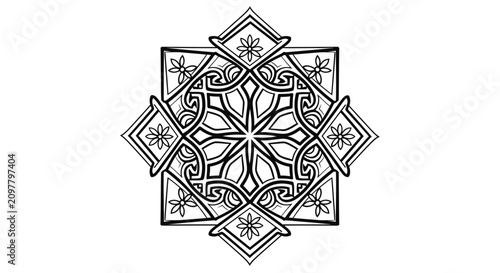 Abstract Geometric Mandala Ornament Line Art
