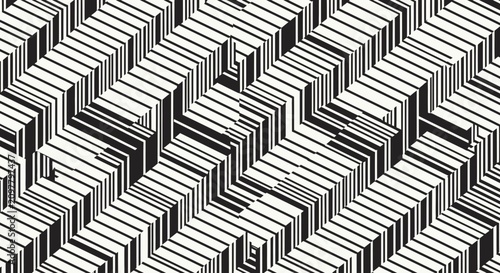 Abstract Geometric Pattern with Black and White Parallel Lines