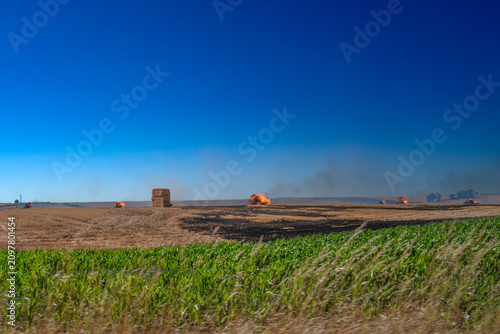 Widespread field fires burning across farmland, agricultural pollution crisis