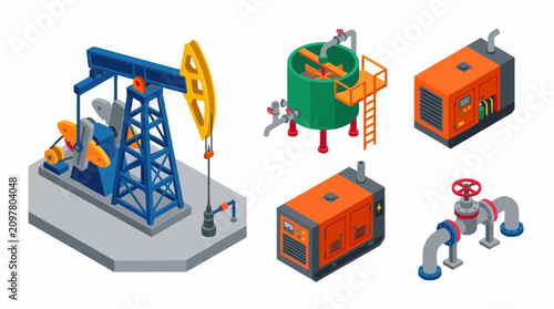 Cuadro en lienzo Industrial oil pump equipment set.