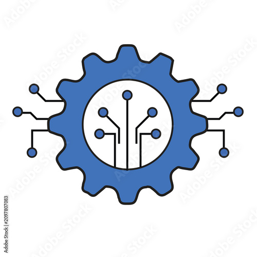 Artificial Intelligence Automation Gear Icon Vector.