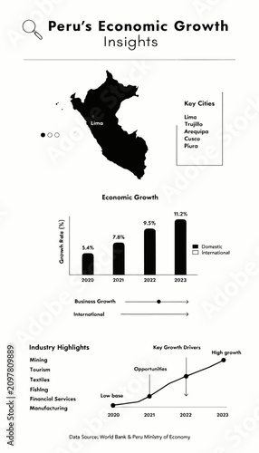 Peru's Economic Growth Insights Infographic Vector