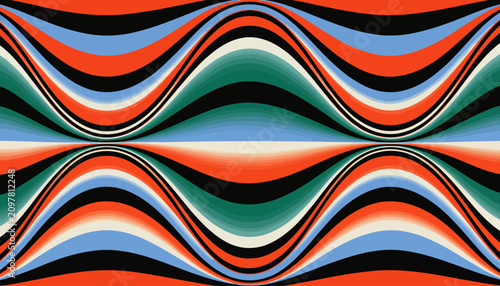 Seamless Sine Wave Pattern with Color Gradient and Retro Palette
