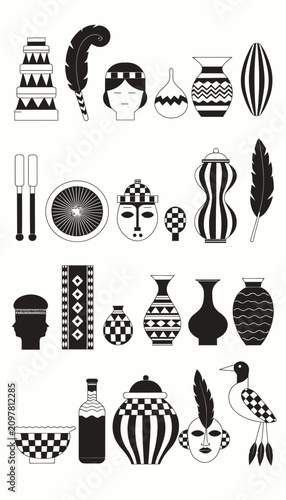 Tribal Art Elements Silhouette Collection