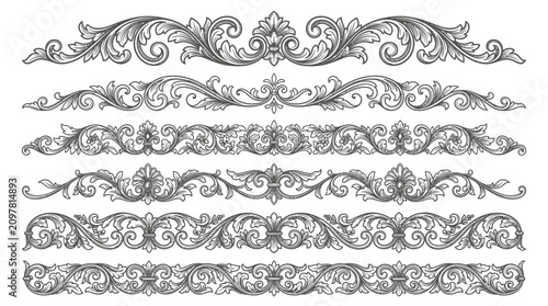 Ornate floral border designs and frames.