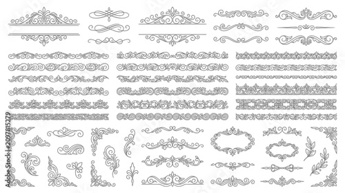 Collection of ornate border designs and patterns.