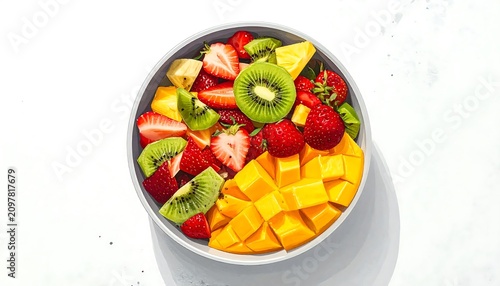Colorful vegetable salad in white bowl.