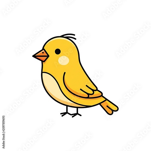 Cartoon yellow canary bird perched on branch.