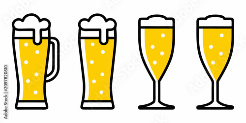 Fotografía Four Styles Of Beer In Line Art Vector Illustration