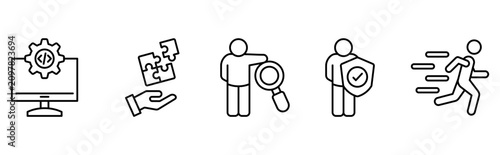 IT software development business solution and agile execution icon set 