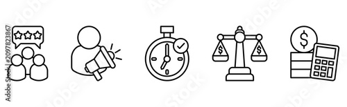 Corporate finance accounting legal compliance and marketing icon set 