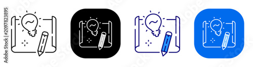 Fotografie Blueprint plan with pencil and lightbulb for innovation project planning