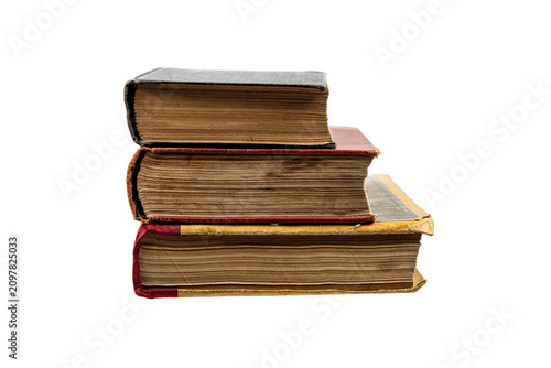 Stack of old vintage books isolated