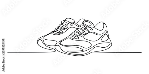 Obraz na płótnie Continuous line drawing of a pair of running sneakers