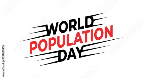 World population day colorful vector text design