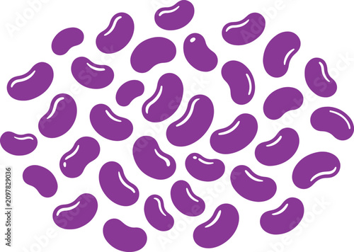 Obraz na płótnie A collection of purple kidney beans arranged in a scattered cluster pattern isol