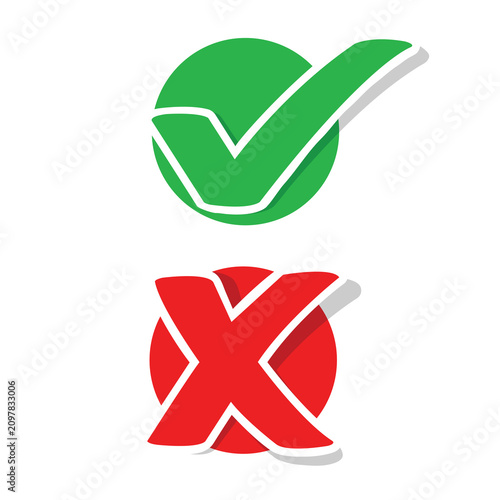 Flat Check Mark And Cross Stickers