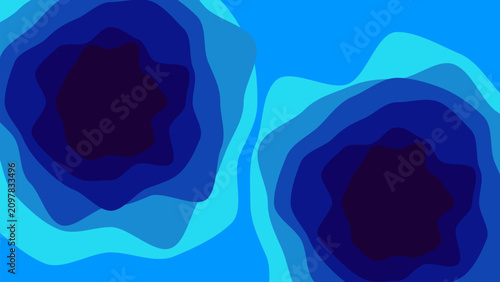 Картината върху платно Blue concentric waves form abstract, organic shapes