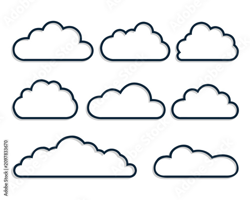 Line Style Clouds Set Of Eight