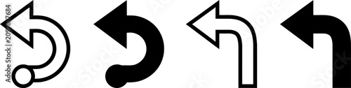 Quadro em tela Set of four curved arrow icons for navigation and redo actions with navigation d