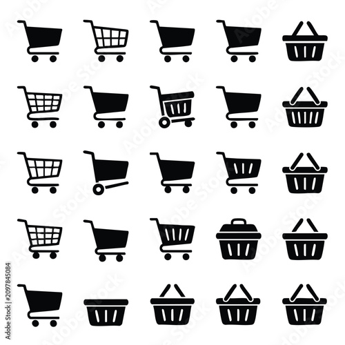 Canvastavla Shopping cart and basket ecommerce icons collection with shopping ecommerce purc
