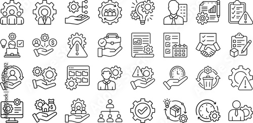 Bild auf Leinwand Management, planning, supervision Modern and Premium Icon Set, Editable Stroke,