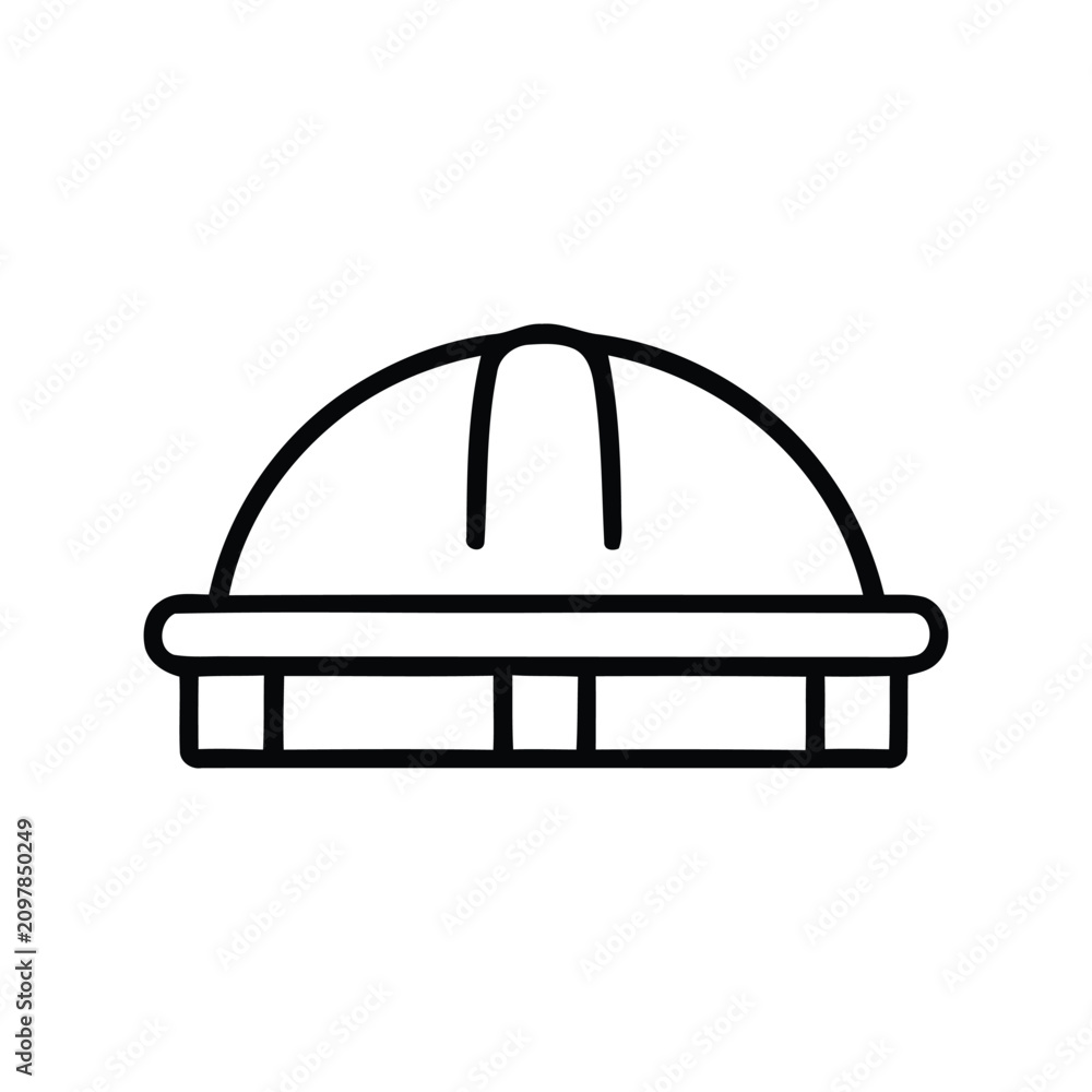 Fototapeta premium Simple line drawing of a hard hat.