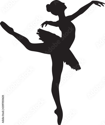 Картината върху платно Ballet dancer silhouette, black dance icon, vector illustration, ballerina figur
