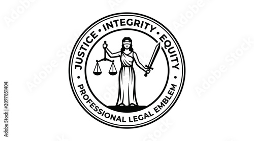 Justice integrity equity professional legal emblem.