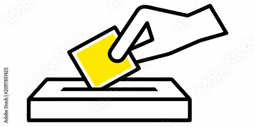 Hand Depositing A Ballot Into A Box Flat Vector Illustration