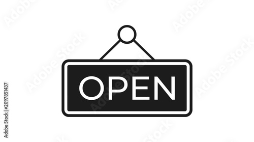 Open sign hanging on a door.