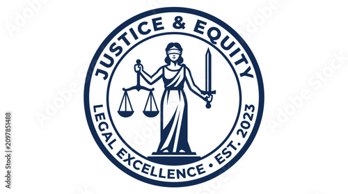 Justice and equity law logo symbol.