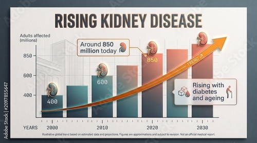 Rising prevalence of chronic kidney disease chart infographic