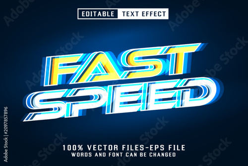 Fast speed 3d text effect. editable text effect premium vectors